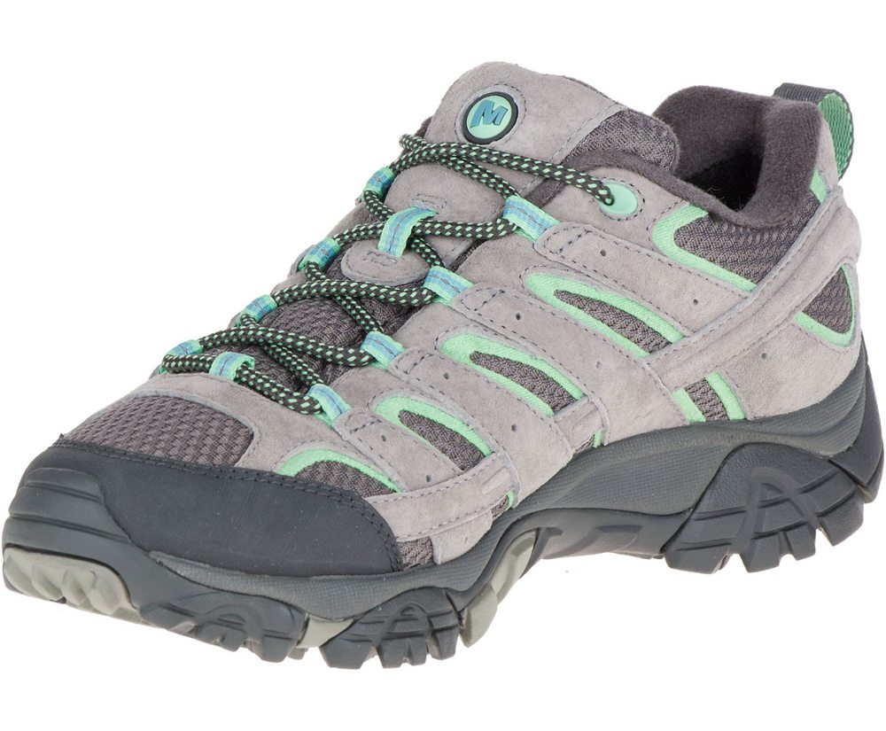 Merrell Hiking Shoes Grey/Mint - Moab 2 Waterproof - Womens 48WXBZALQ